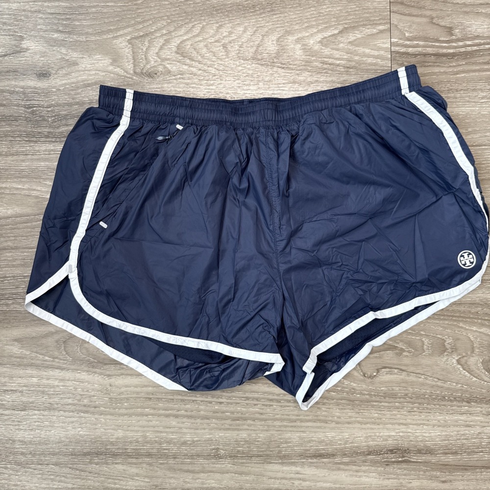 Tory Burch Sport Shorts Womens Medium Blue‎ 2.5" Lined Track Active Outdoor